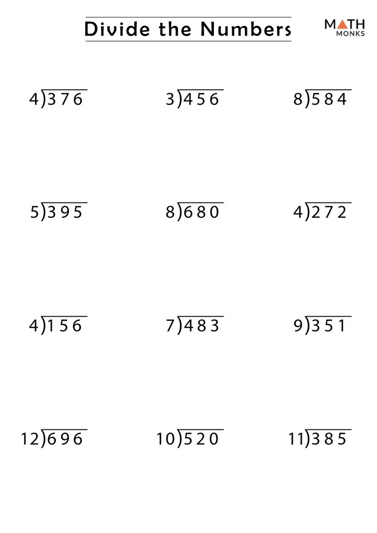 Division Worksheets - Math Monks