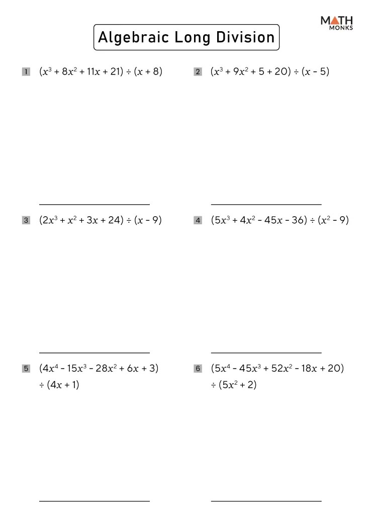 Long Division Worksheets - Math Monks