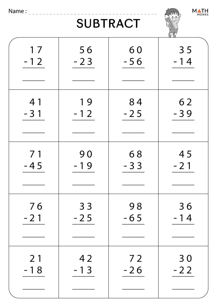 Subtraction Worksheets - Math Monks