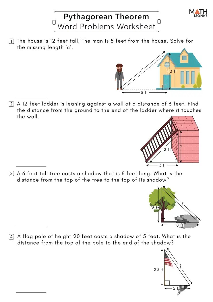 Pythagorean Theorem Worksheets - Math Monks