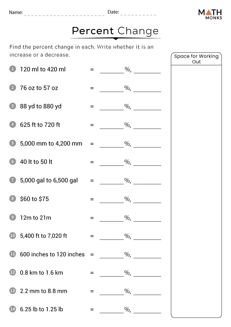 Percent Worksheets Grade 7 - Math Monks