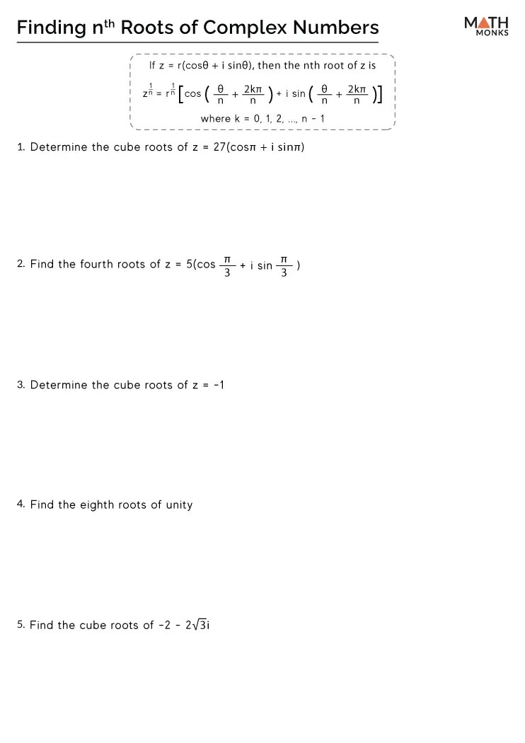 Complex Number Worksheets - Math Monks