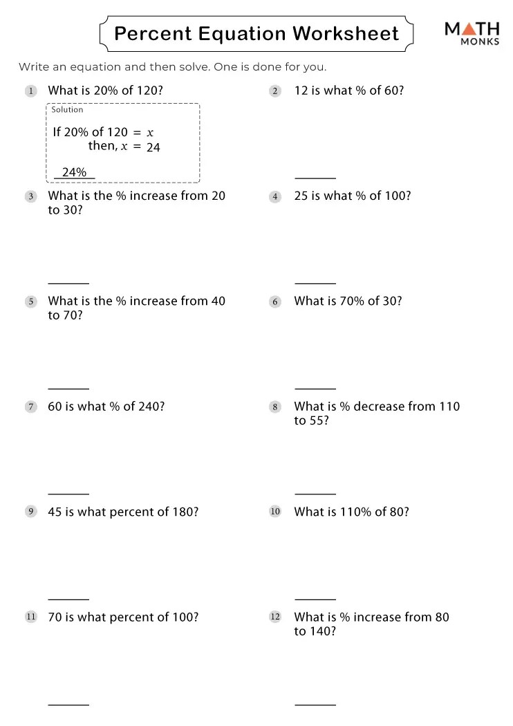 Percentage Worksheets - Math Monks