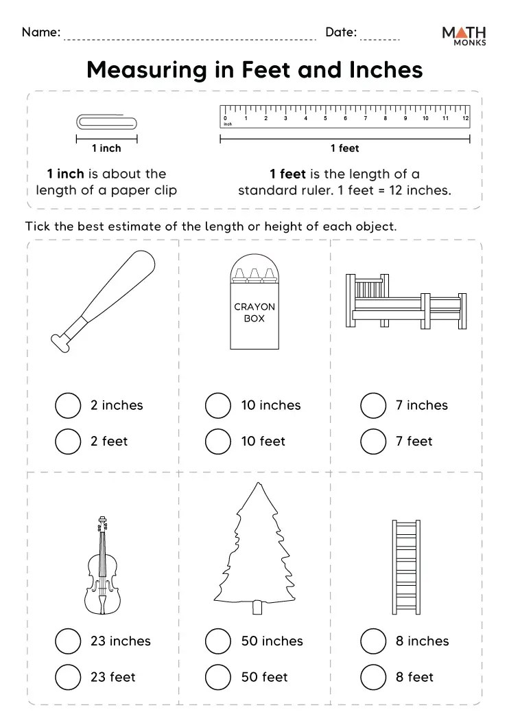 Measuring in Inches Worksheets - Math Monks