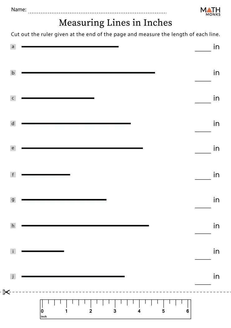 Measuring in Inches Worksheets - Math Monks