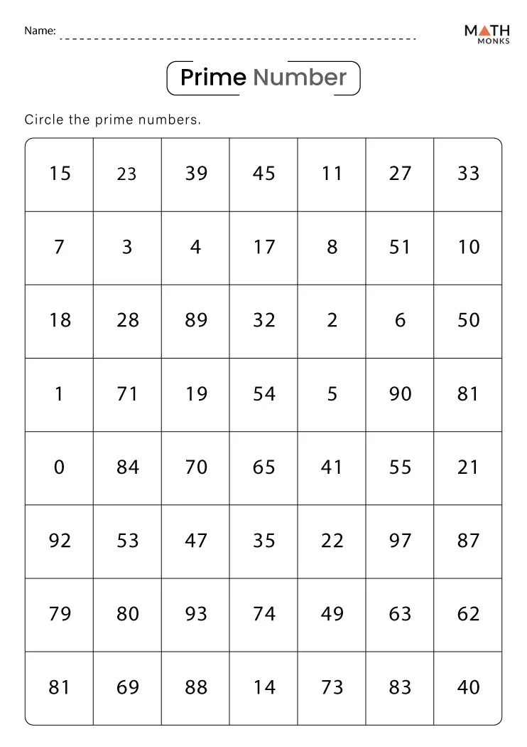 Prime and Composite Number Worksheets - Math Monks