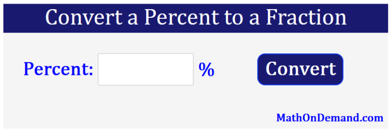 90% converted to a fraction - MathOnDemand.com