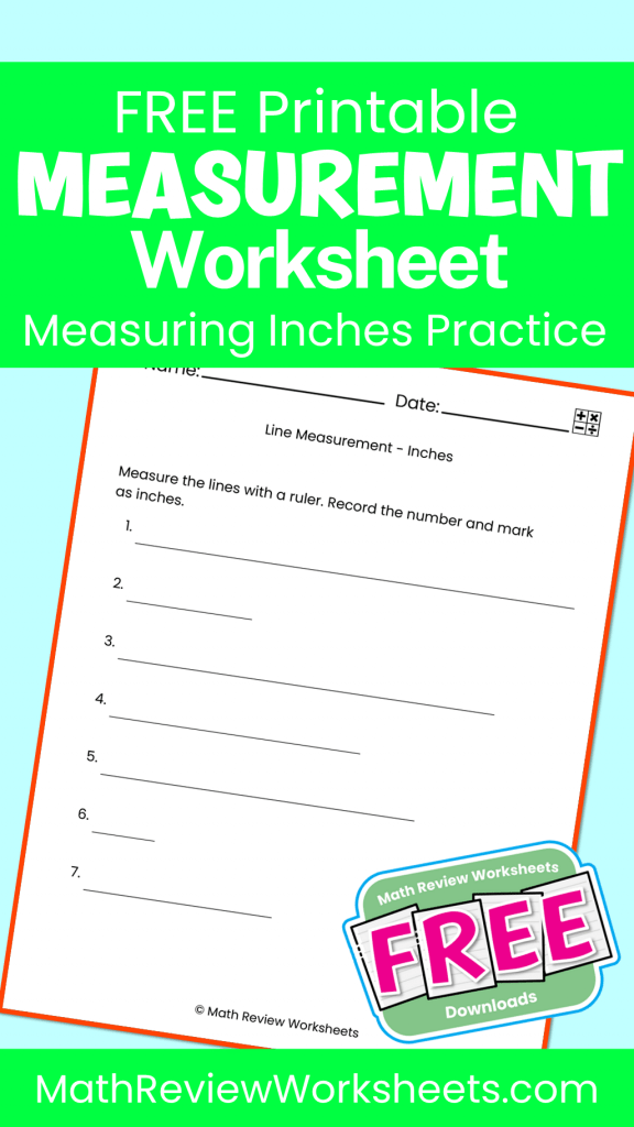 Line Measurement Inches Math Review Worksheets