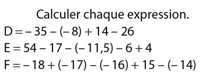 Les nombres relatifs exercices de maths 5ème (cinquième) à imprimer