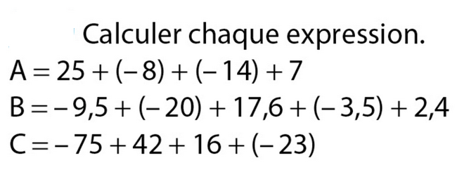 Les nombres relatifs exercices de maths 5ème (cinquième) à imprimer