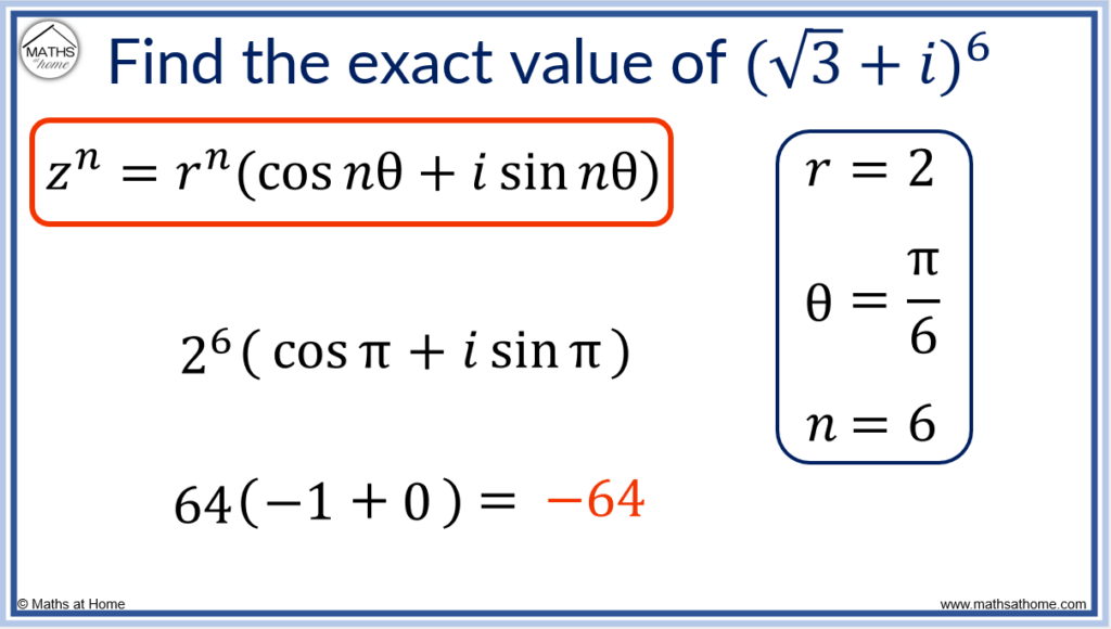 How to Use De Moivre’s Theorem to Find Powers of Complex Numbers