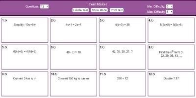 Question Generators - MathsBot.com