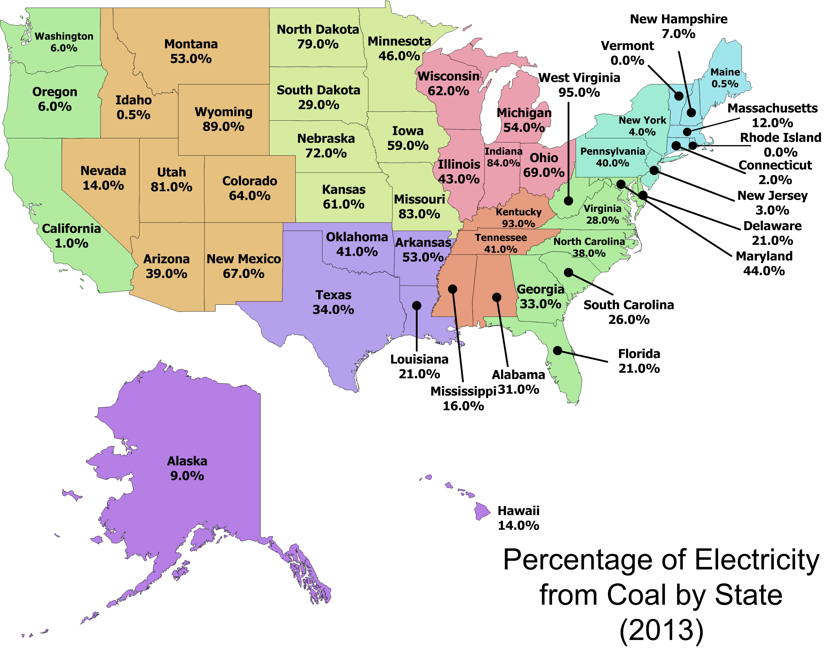 Electricity Generation Percentage from Coal By State Math Encounters Blog