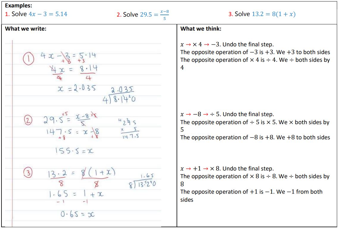 Solving Equations involving Decimals – mathsquad
