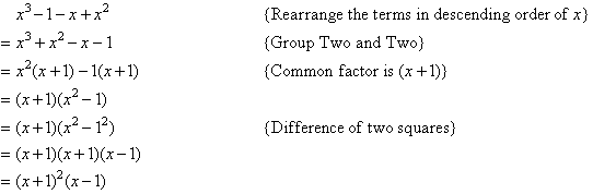 Factorisation of Four Terms