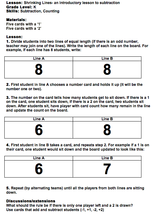 Shrinking Lines Subtraction Activity Mr. R.'s World of Math