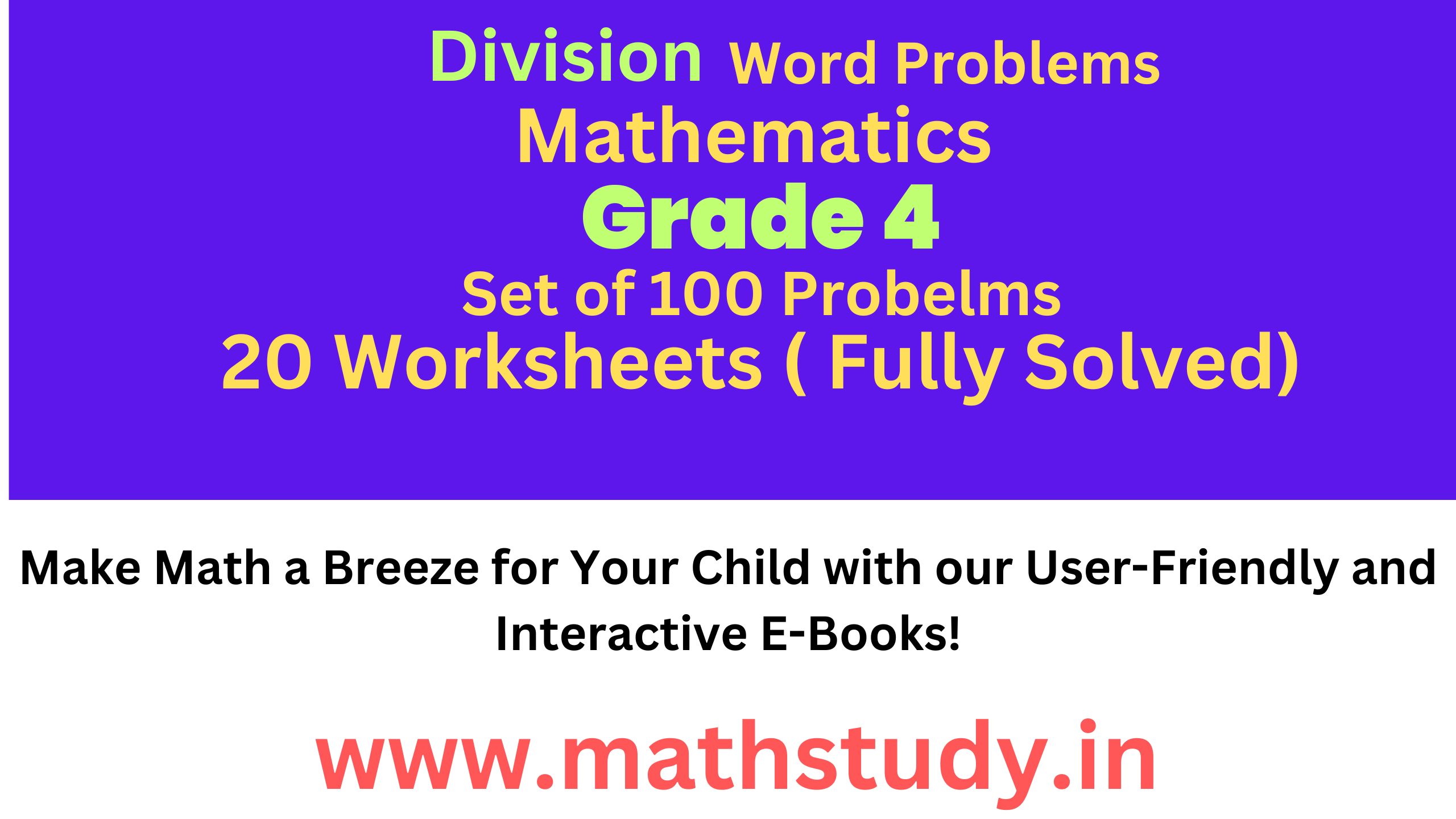 Division Word Problems For 4th Grade 100 Problems - Best E-books