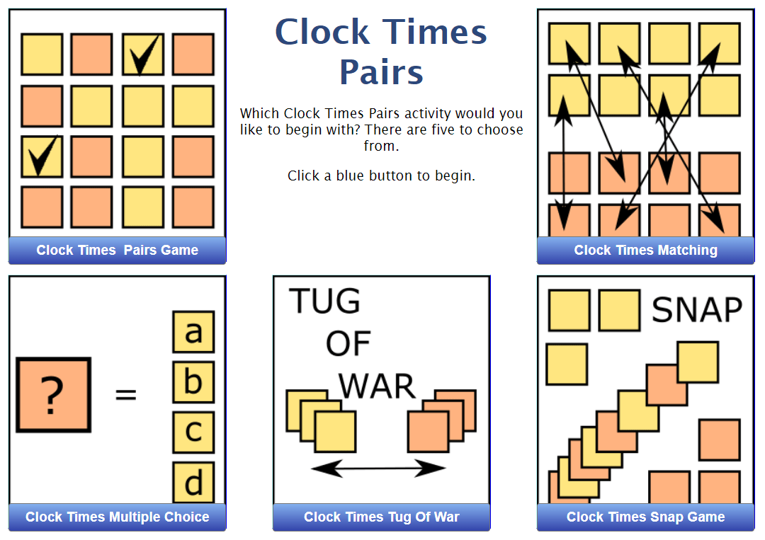 Clock Times Pairs Transum Maths Zone Cool Learning Games