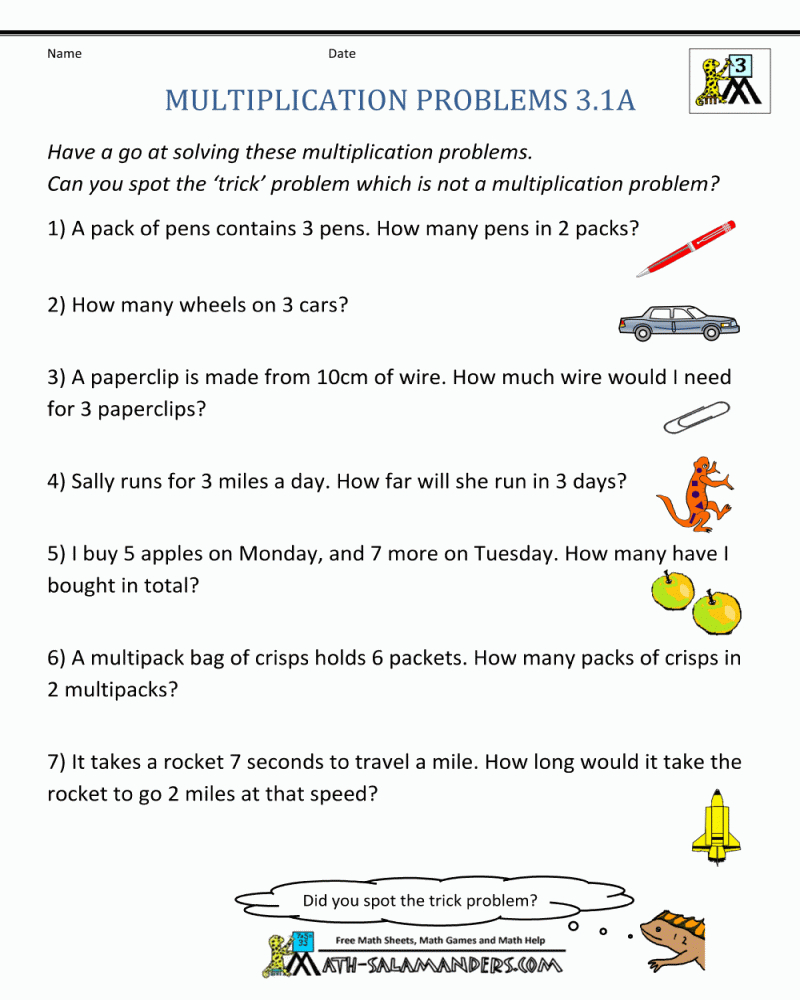 3rd Grade Math Problems Printable Worksheets - Math Worksheets Printable