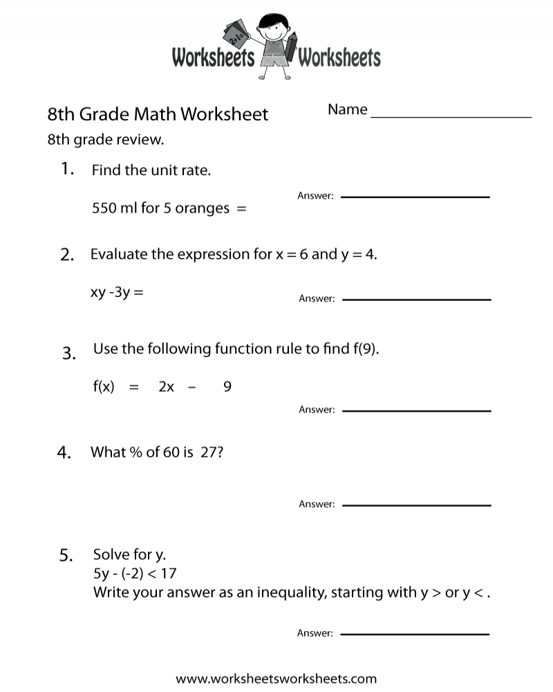 8th Grade Math Worksheets Printable - Math Worksheets Printable