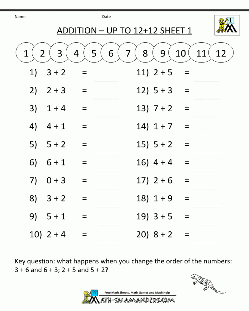 Grade 1 Addition Worksheets - Math Worksheets Printable