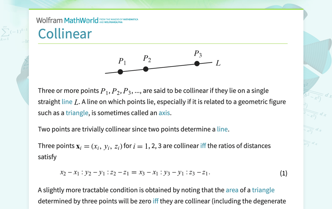 Collinear -- from Wolfram MathWorld