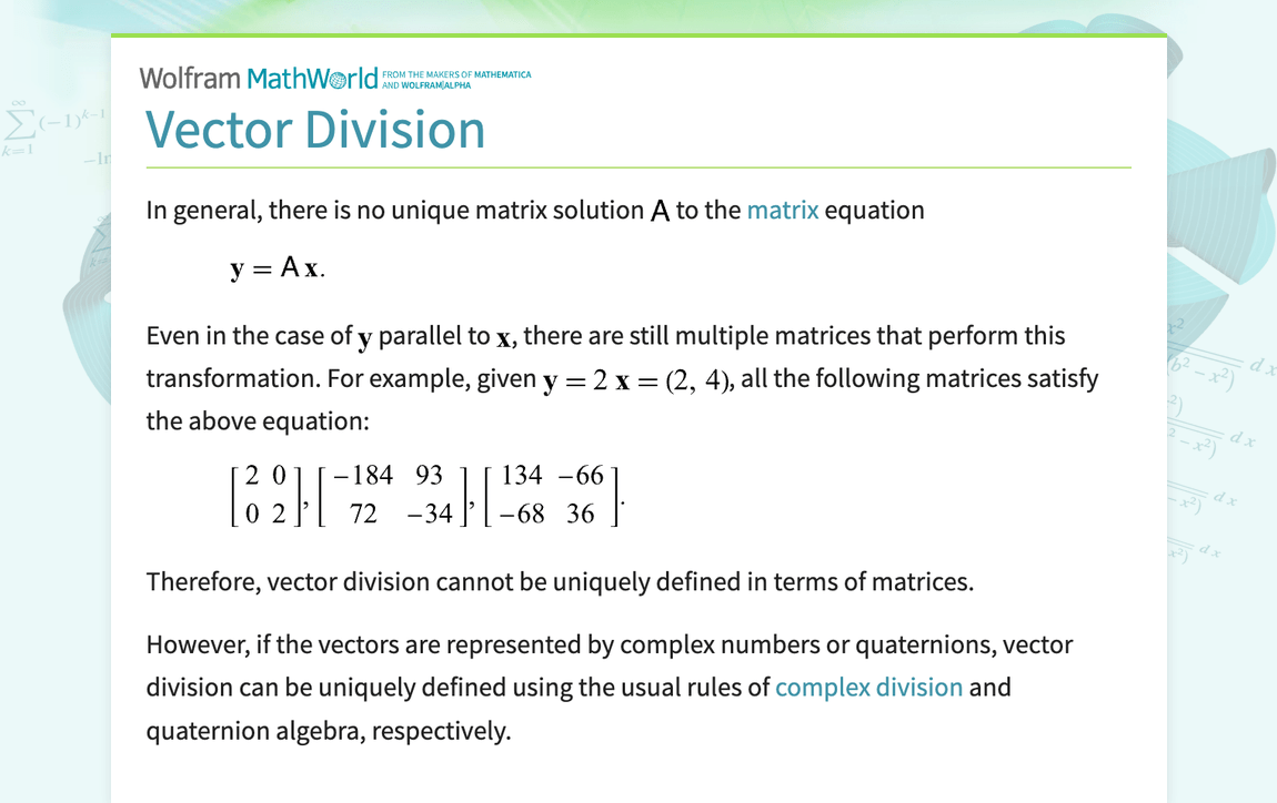 How To Divide Vectors