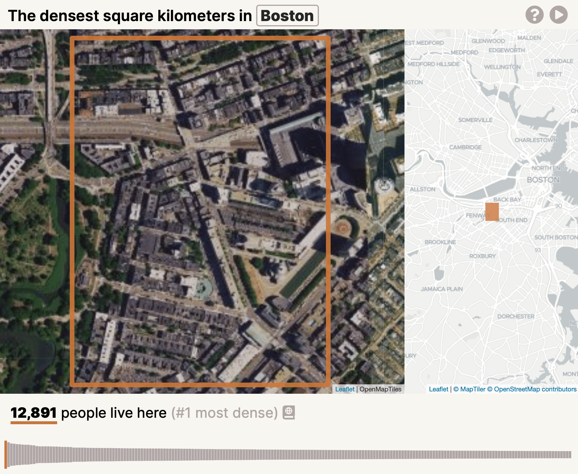 Square Density The densest square kilometers in US cities