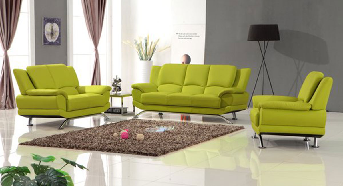 Milano Leather Sofa Set (Lime Green) matisseco