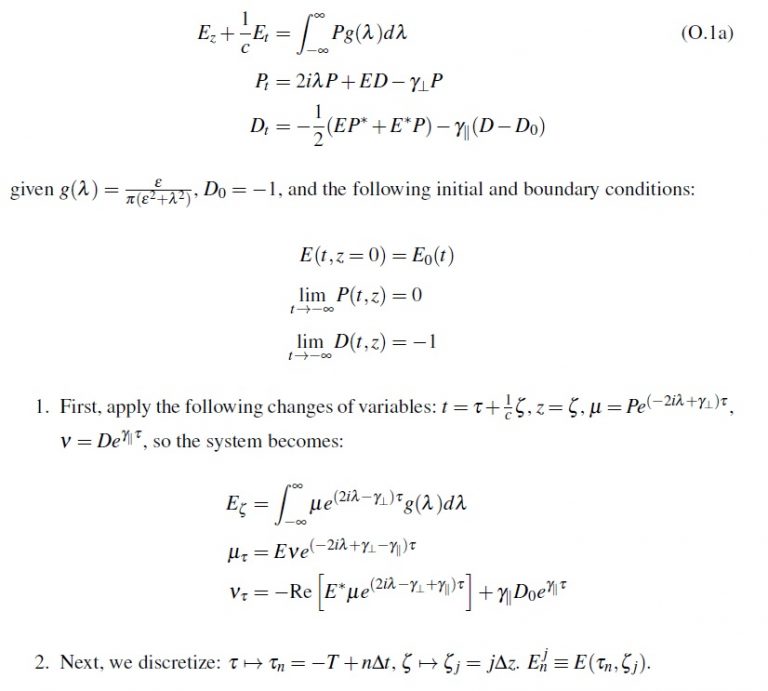 Numerically Solving Maxwell Bloch Equations using Nested