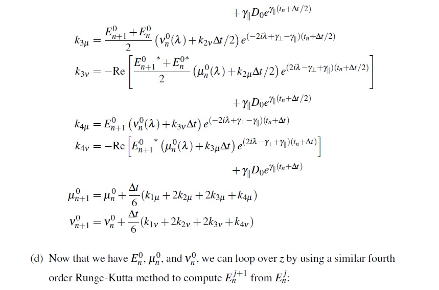 Numerically Solving Maxwell Bloch Equations using Nested Runge Kutta