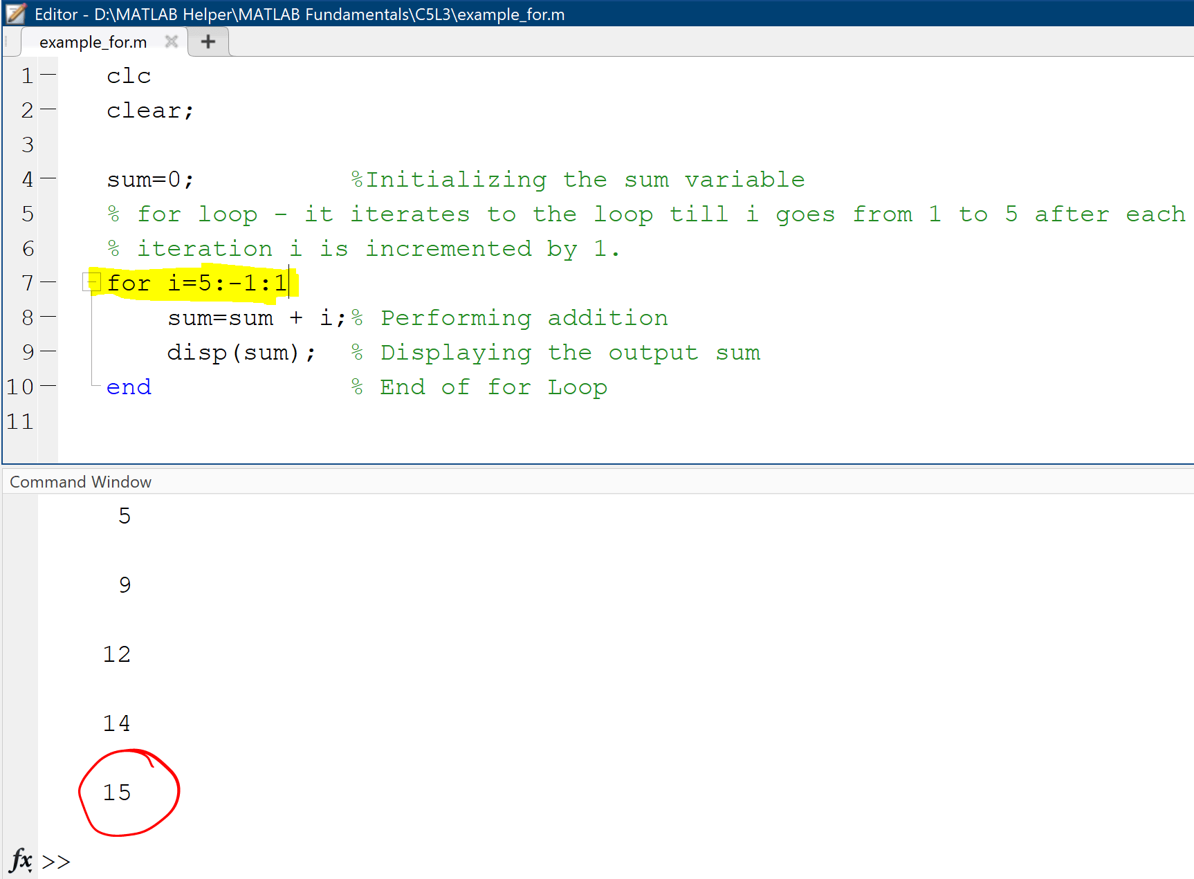 For Loop & While Loop MATLAB Helper