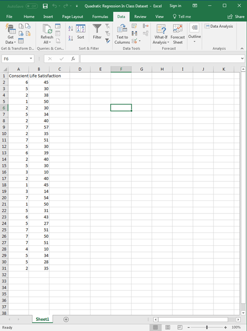 Quadratic Regression in Excel Dr. Matt C. Howard