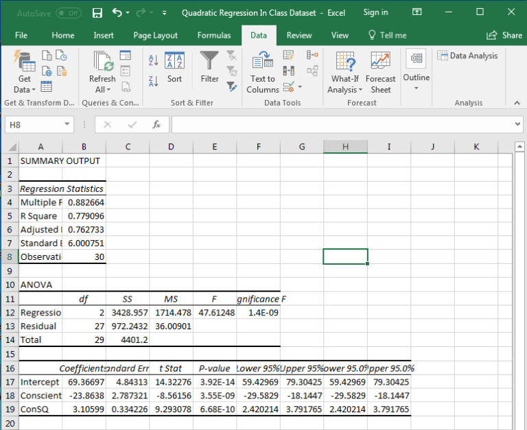 Quadratic Regression in Excel Dr. Matt C. Howard