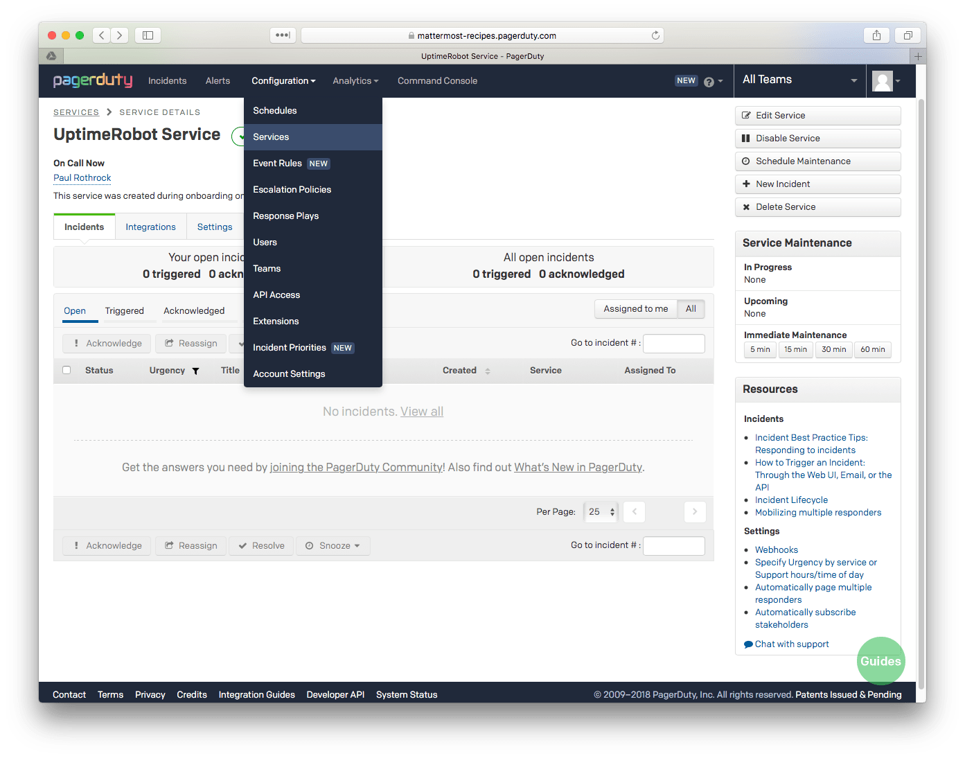 Mattermost Recipe Handling Incidents with Mattermost and PagerDuty