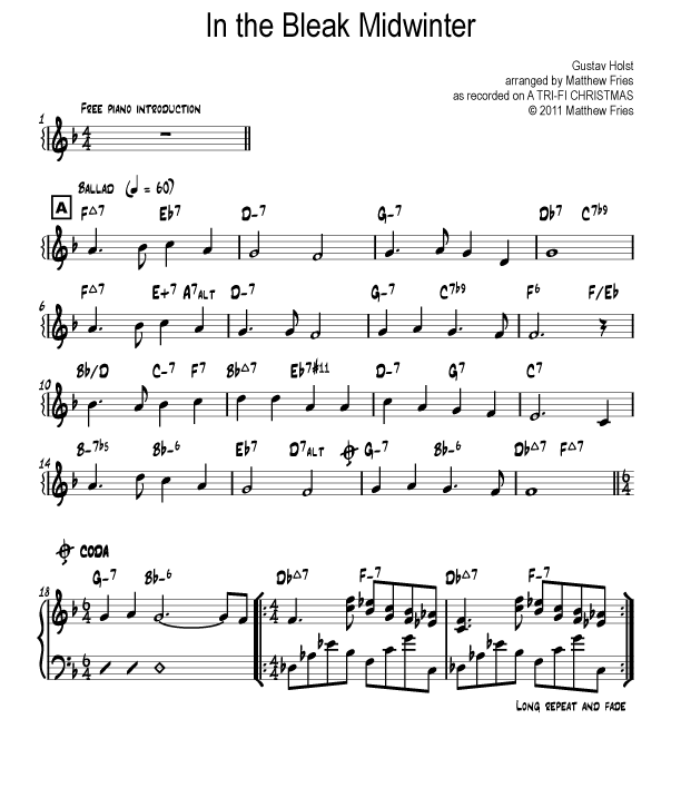 In The Bleak Midwinter Guitar Chords