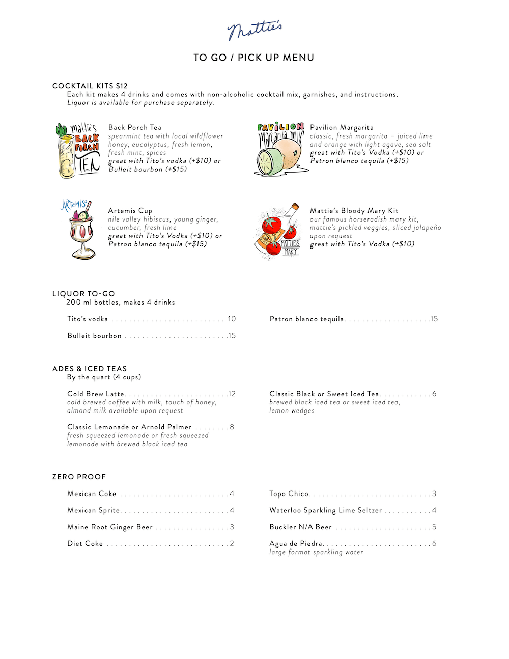 Menus — Mattie's Austin