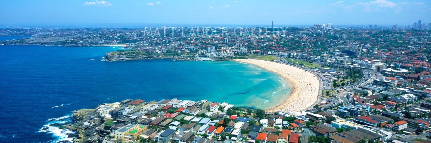 Panoramic Aerial Photo of Bondi Beach, Eastern Beaches Sydney
