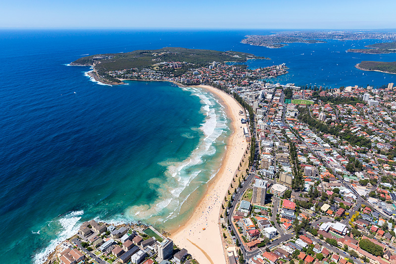 Manly Beach Wide Angle Aerial Photo Summer Northern Beaches