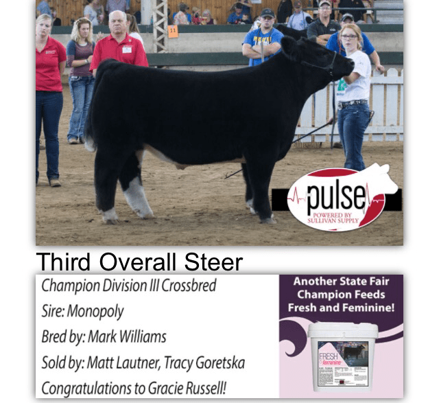 Breeder Of Gracie Russell Iowa State Fair 3rd Overall Steer Mark