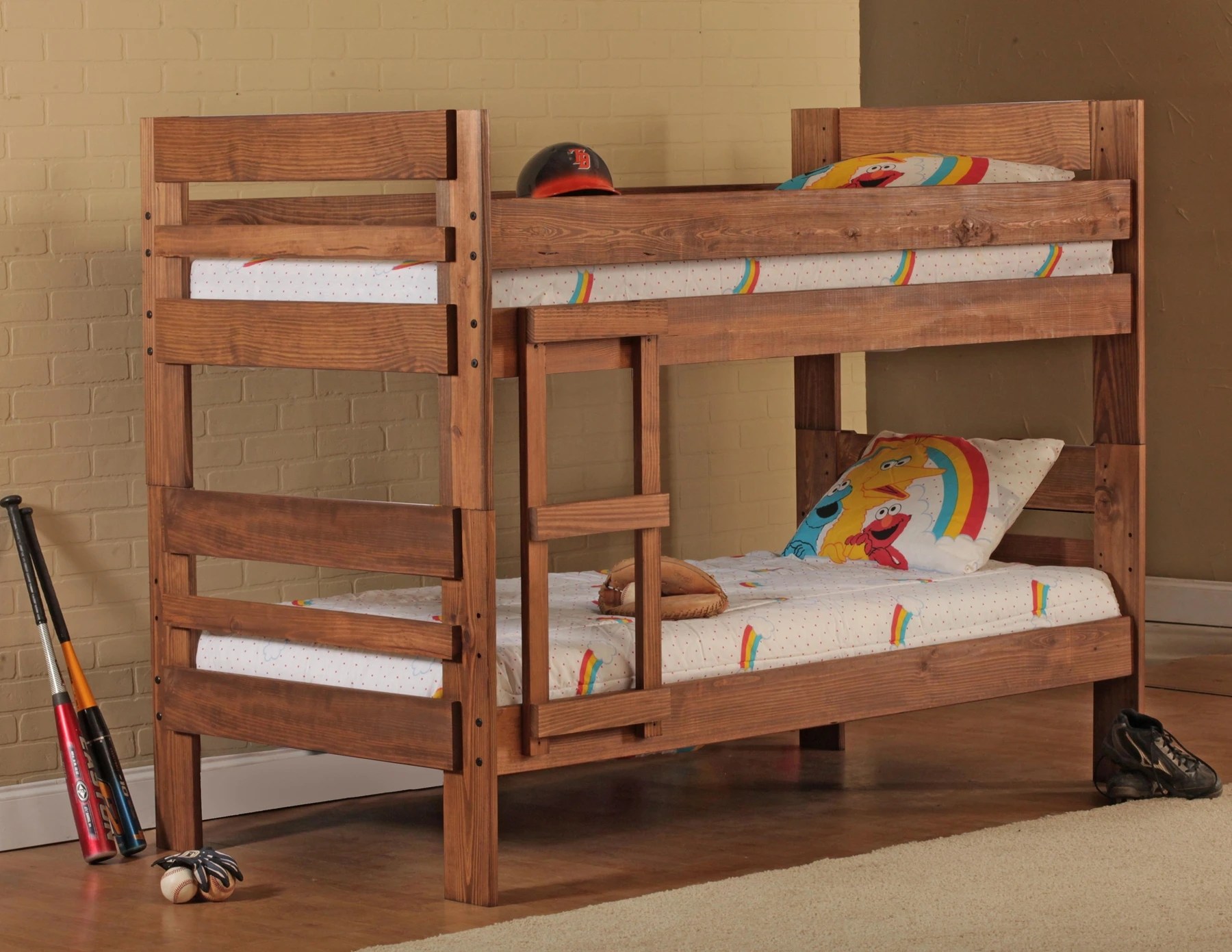 PFC Rustic Twin/ Twin Stackable Bunk Beds Mattress Sales, Adjustable