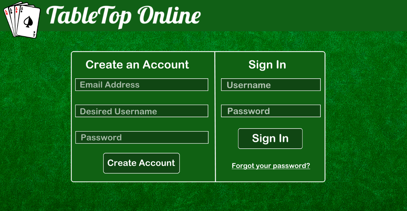 Screenshot of Table Top Online project