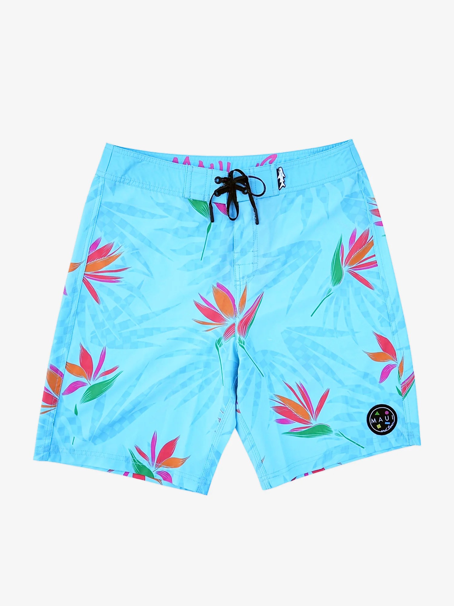 Paradise Check Board Shorts in Blue Maui and Sons