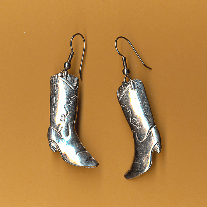 Boot Earrings Maurice Milleur Handcrafted Pewter Jewelry and Home
