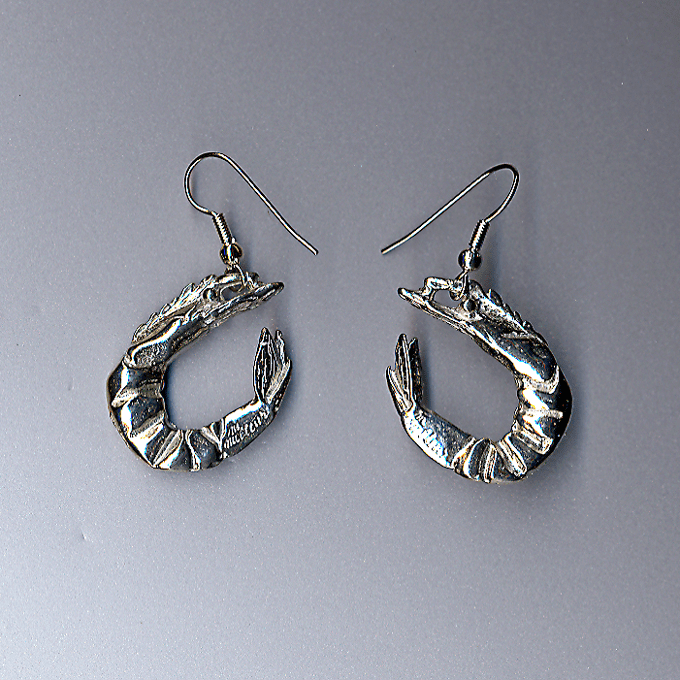 Shrimp Earrings Maurice Milleur Handcrafted Pewter Jewelry and Home