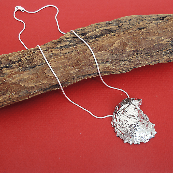 Oyster Chain Necklace Maurice Milleur Handcrafted Pewter Jewelry