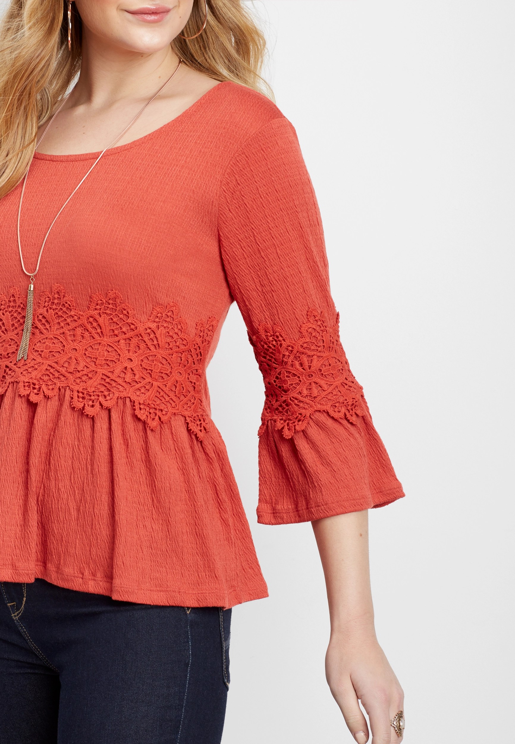 crocheted bell sleeve blouse maurices