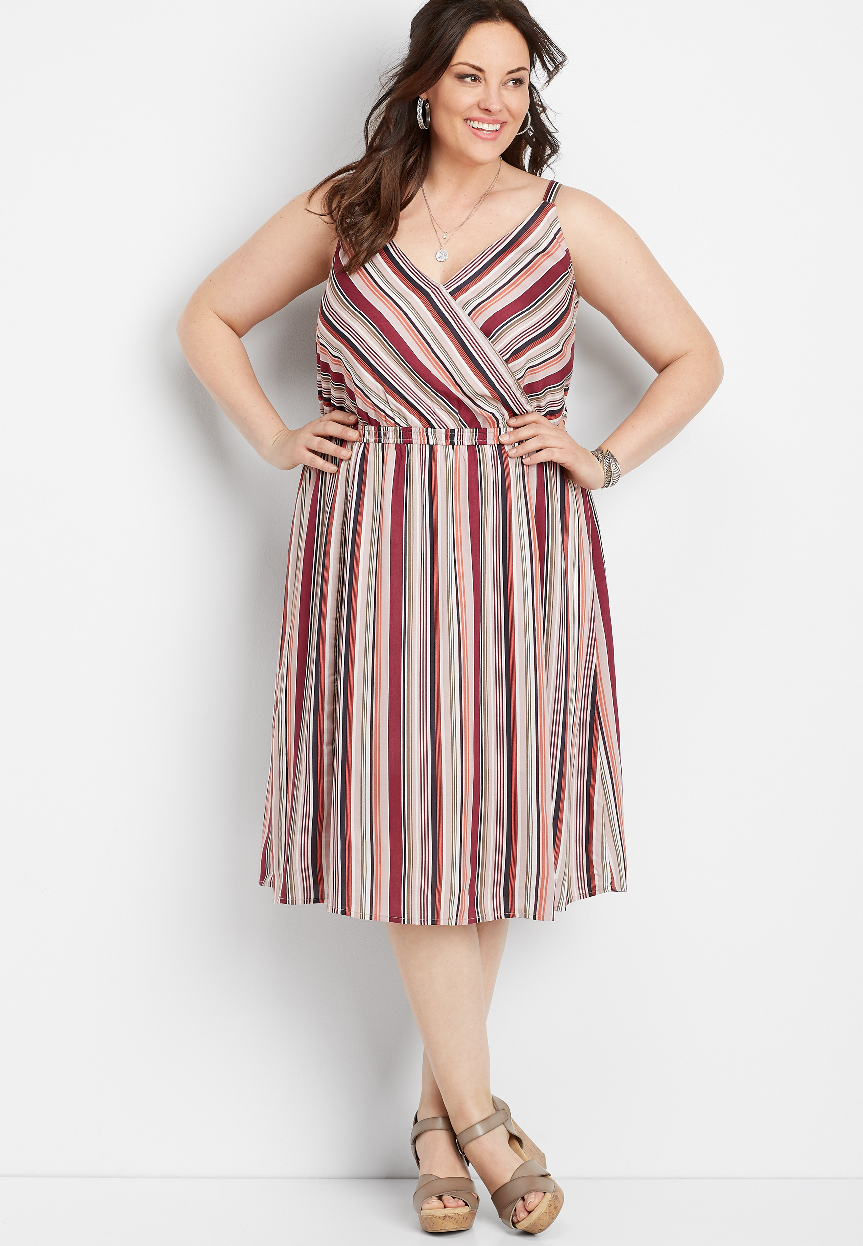 plus size stripe midlength dress maurices