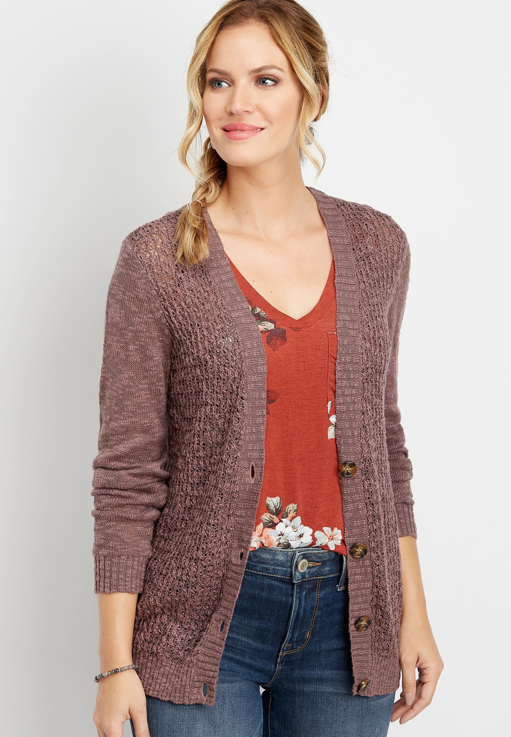 solid big button boyfriend cardigan maurices