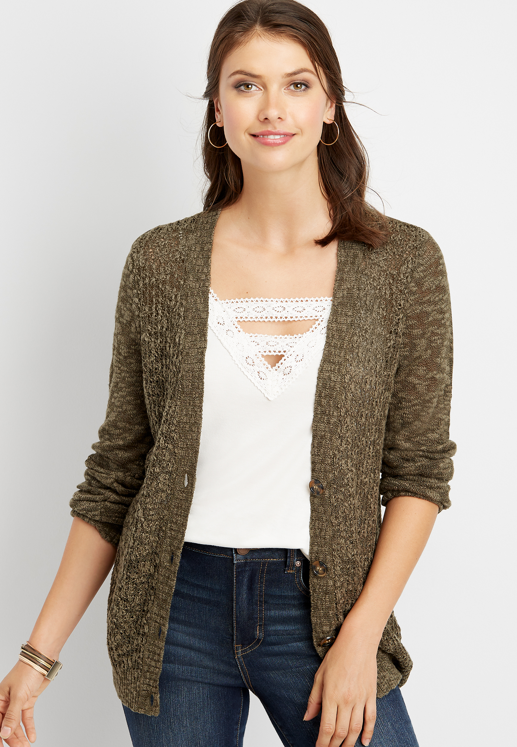 solid big button boyfriend cardigan maurices